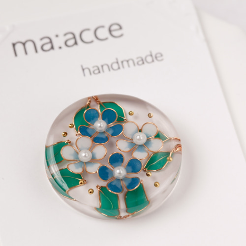 ブルー系❀お花のポニーフックorヘアゴム【送料無料】 ポニーフック  