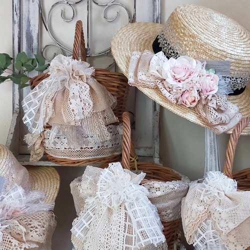 内袋付き・アンの・かごバッグ・A1（麦わら帽子・帽子・ハット・夏