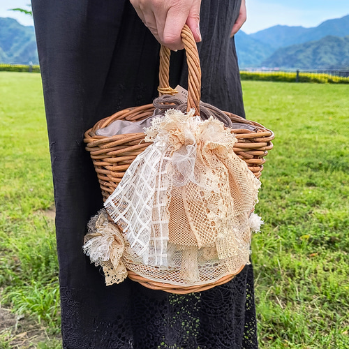 内袋付き・アンの・かごバッグ・A1（麦わら帽子・帽子・ハット・夏