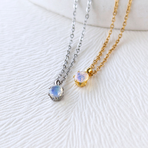 虹入り】2)宝石質AAAオパールのシンプルネックレス