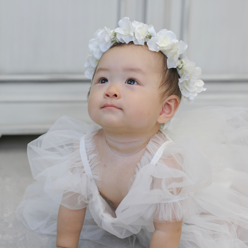 ホワイト》花冠 花かんむり ベビー・キッズ はなかんむり 子供