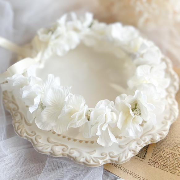 送料無料】男の子にも人気 ベビー キッズ 花冠 ~natural white
