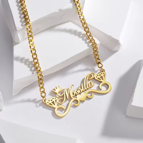 ハートネームネックレス オーダーメイド 安い ペンダント 名前 高品質