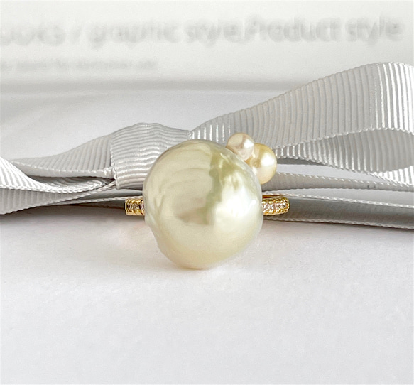 南洋真珠のバロックパールとアコヤパールのリング （1点もの）#12