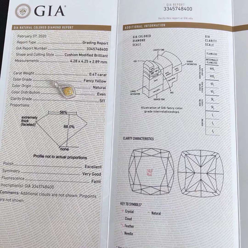 GIA鑑定書付き 0.47ct天然イエローダイヤモンド 天然ダイヤモンド K18 