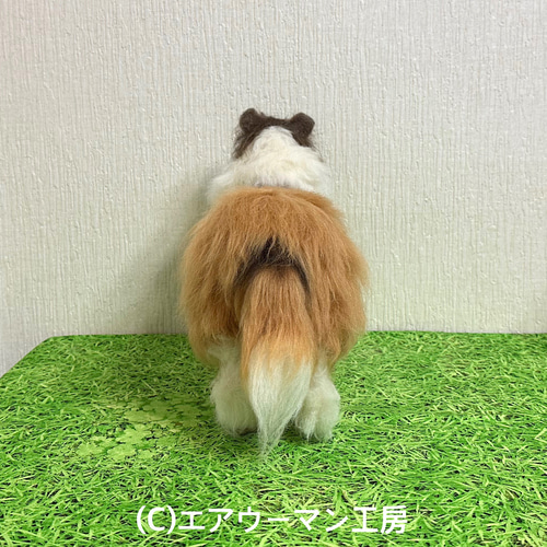 犬の日2024 羊毛フェルトの犬の人形（セーブルのラフコリー）ケース