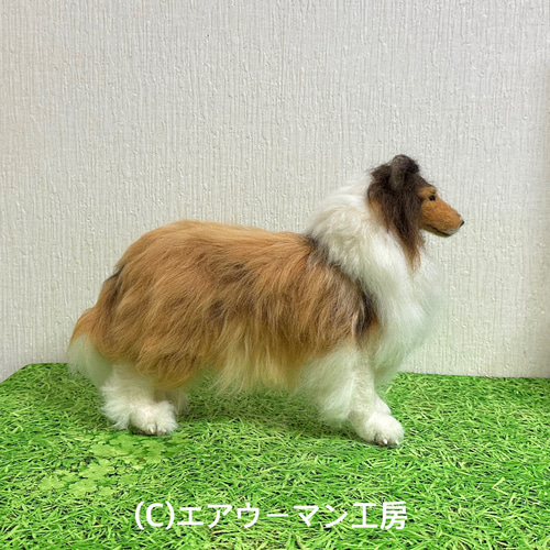 犬の日2024 羊毛フェルトの犬の人形（セーブルのラフコリー）ケース