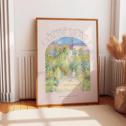 クロード・モネ 風景画 ひまわり ピンク アートポスター インテリア