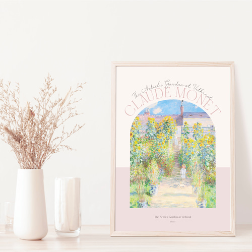 クロード・モネ 風景画 ひまわり ピンク アートポスター インテリア