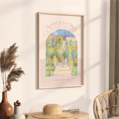 クロード・モネ 風景画 ひまわり ピンク アートポスター インテリア