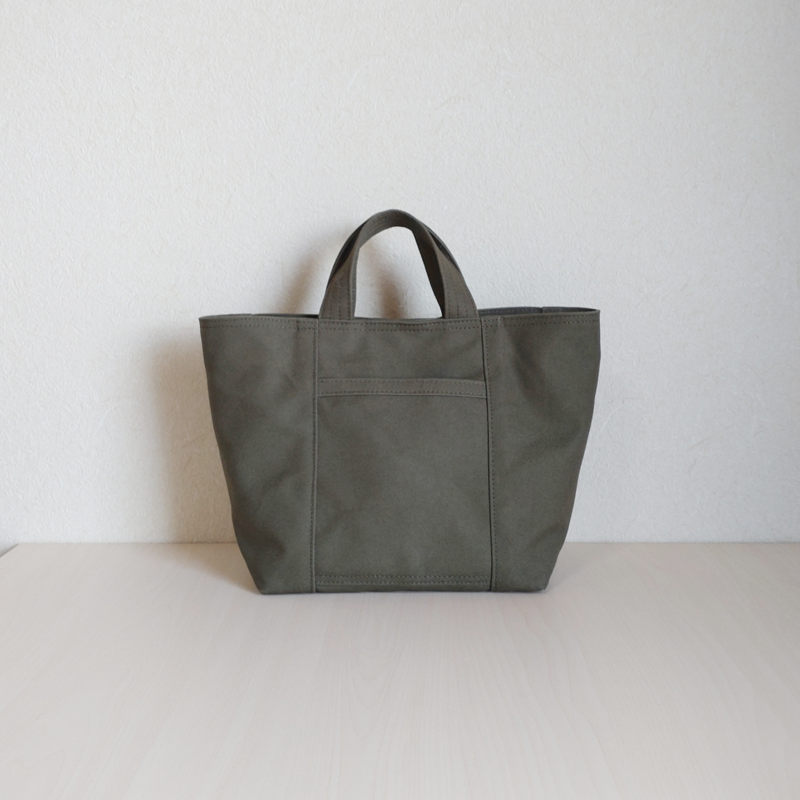 【10%OFF】ボックストートバッグ前P　9.5号帆布　カーキ　404014