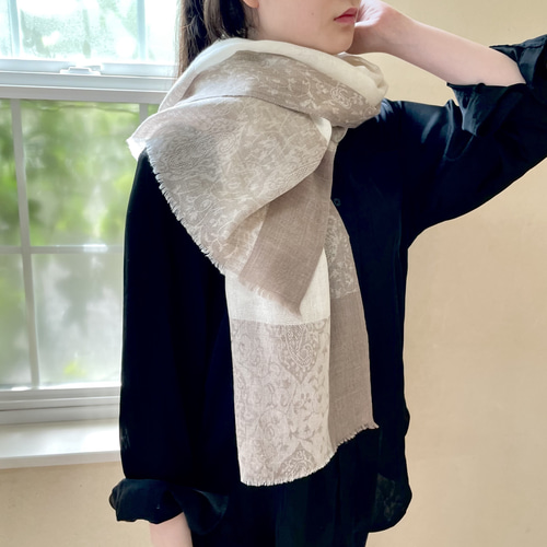 商品開発サンプル　ジャガード織　カモフラージュ柄　カシミヤ/シルク　ストール 商品開発サンプル ジャガード織 カモフラージュ柄 カシミヤ