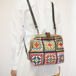 グラニースクエア風ゴブラン　カシメ留め口金の２wayバッグ 9枚目の画像