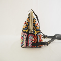 グラニースクエア風ゴブラン　カシメ留め口金の２wayバッグ 7枚目の画像