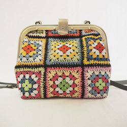 グラニースクエア風ゴブラン　カシメ留め口金の２wayバッグ 4枚目の画像