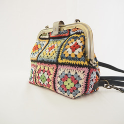 グラニースクエア風ゴブラン　カシメ留め口金の２wayバッグ 5枚目の画像