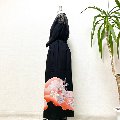 大人可愛いセレブ着物スカートフリーサイズ1点物黒留袖着物 大人可愛いセレブ着物スカートフリーサイズ1点物黒留袖着物