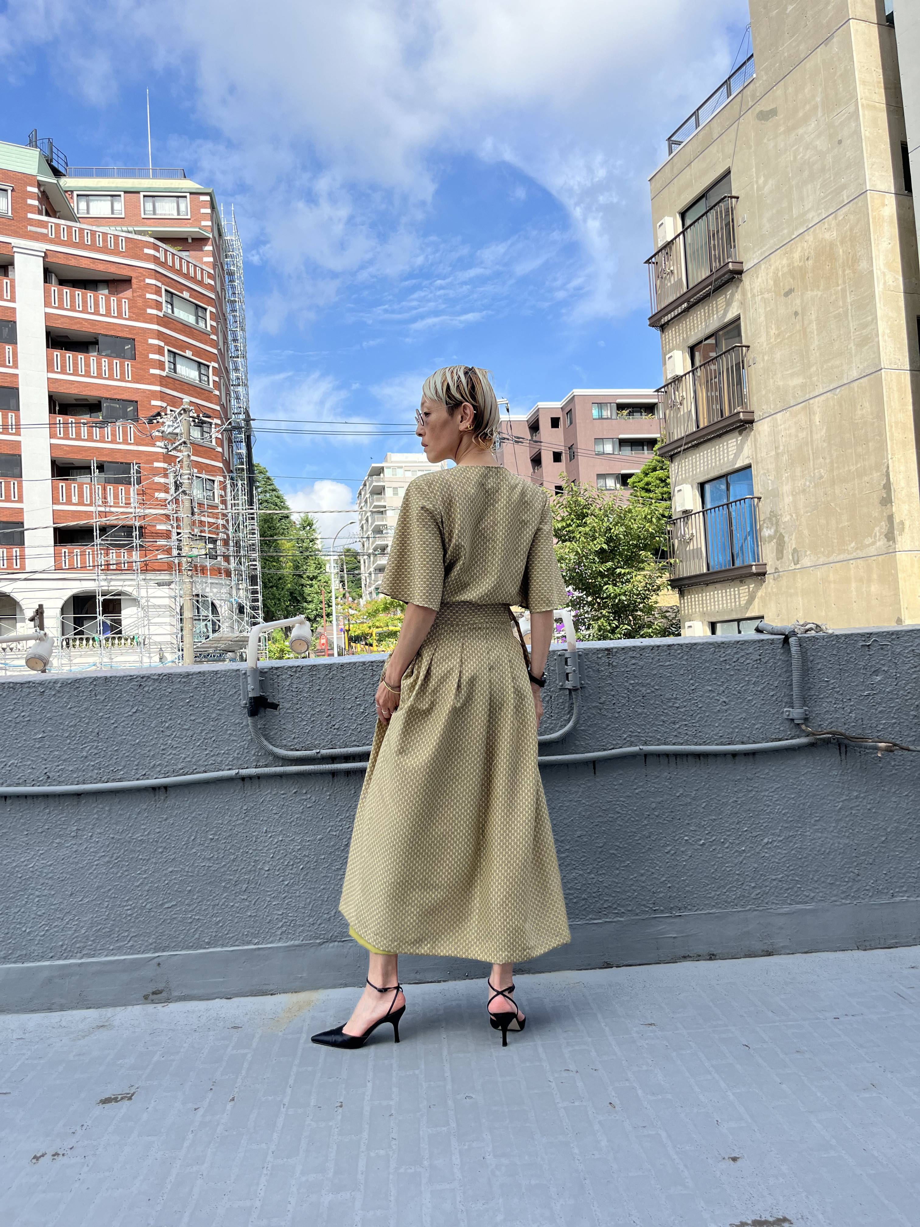 小紋リユースセットアップ　カシクールセットアップ　着物リメイク