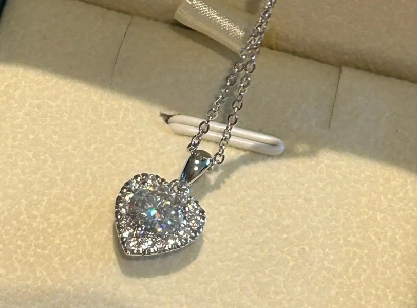 モアッサナイト　モアサナイト　ハート　ディテール　ネックレス　1ct