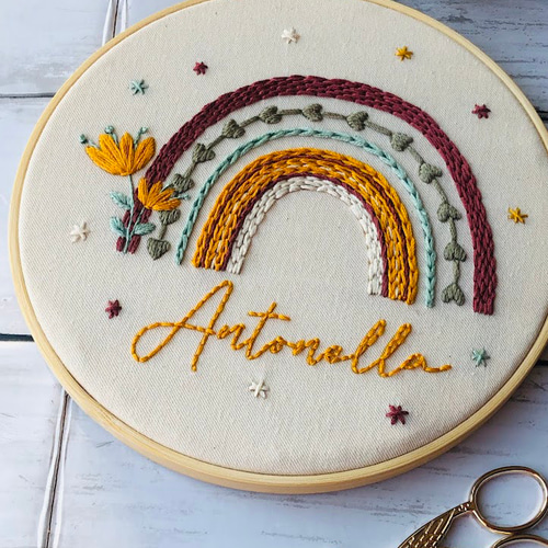 ラウンドフレーム付き刺繍ネームブック カスタムメイドネームプレート