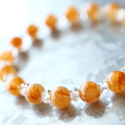 ☆プレミアムブレス☆…☆オレンジルチルクォーツ：7.5ミリ＆水晶