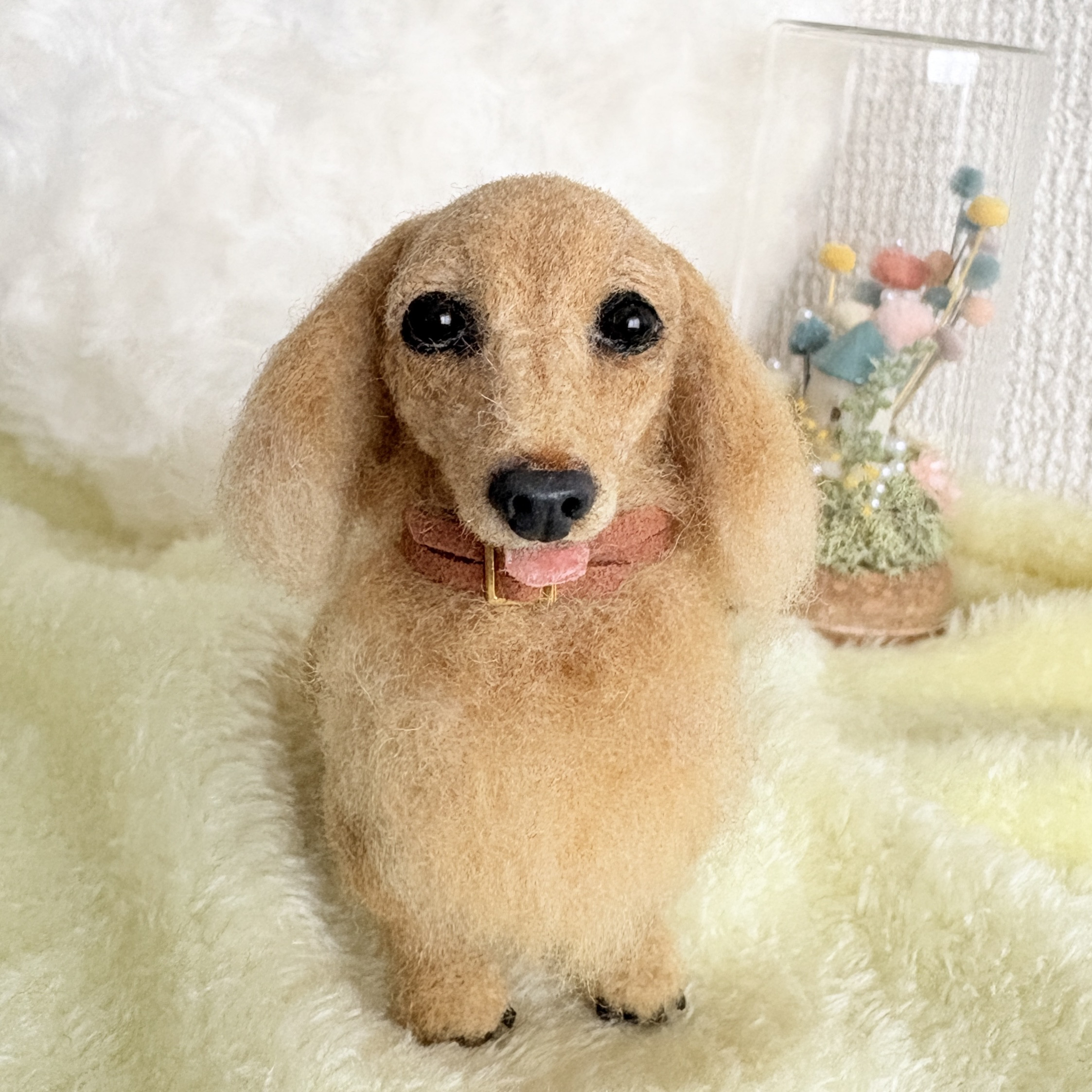 【ほほえみ♡】ダックスレッド【鼻先からお尻11.5cm】 羊毛フェルトダックス 手乗り　プレゼント