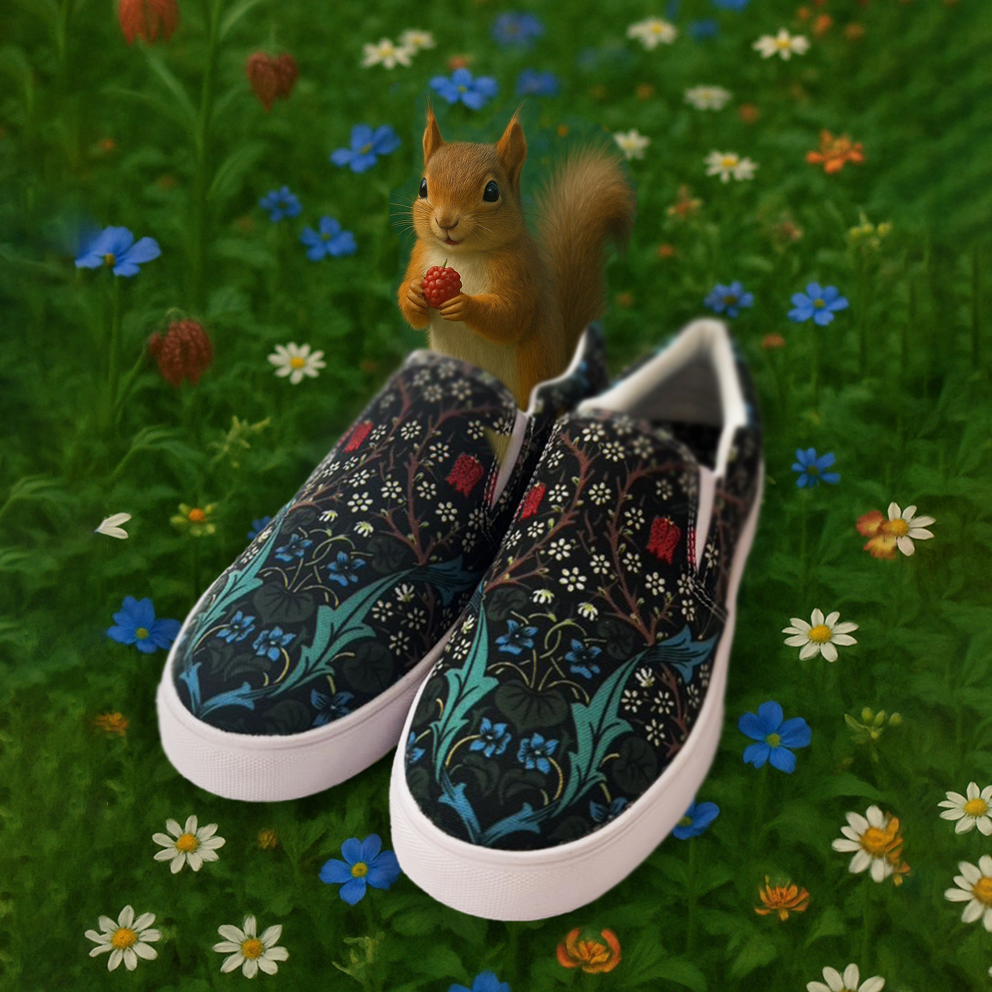 【ウィリアム・モリス】～Blackthorn～　絵画スリッポンシューズ/スニーカー（ユニセックス）