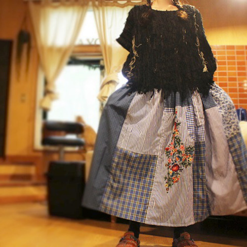 SOLD○8/7限定早割り価格/SAYOCAFE花刺繍ロマンティックパッチワーク 