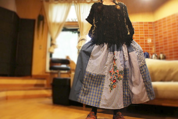 SAYOCAFEロマンティックパッチワークスカート