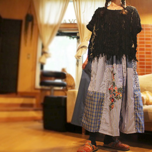 SOLD○8/7限定早割り価格/SAYOCAFE花刺繍ロマンティックパッチワーク 