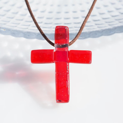 耶穌受難像玻璃“十字架[紅色]”項鍊[繩子顏色和長度可以選擇] [粗鏈可以選擇] [定做]≪免運費≫ 第8張的照片