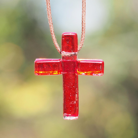 耶穌受難像玻璃“十字架[紅色]”項鍊[繩子顏色和長度可以選擇] [粗鏈可以選擇] [定做]≪免運費≫ 第6張的照片