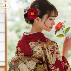 乙女椿の髪飾りセット 赤 七五三 つまみ細工 かんざし otowa 通販