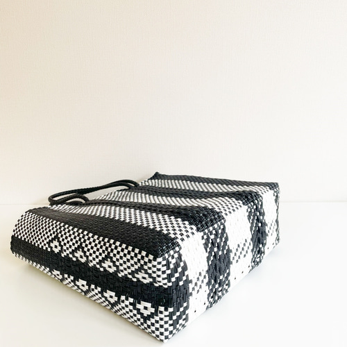 メルカドバッグ M / STRIPE BLACK×WHITE かごバッグ STYLE BIRD