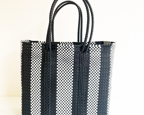 メルカドバッグ M / STRIPE BLACK×WHITE かごバッグ STYLE BIRD