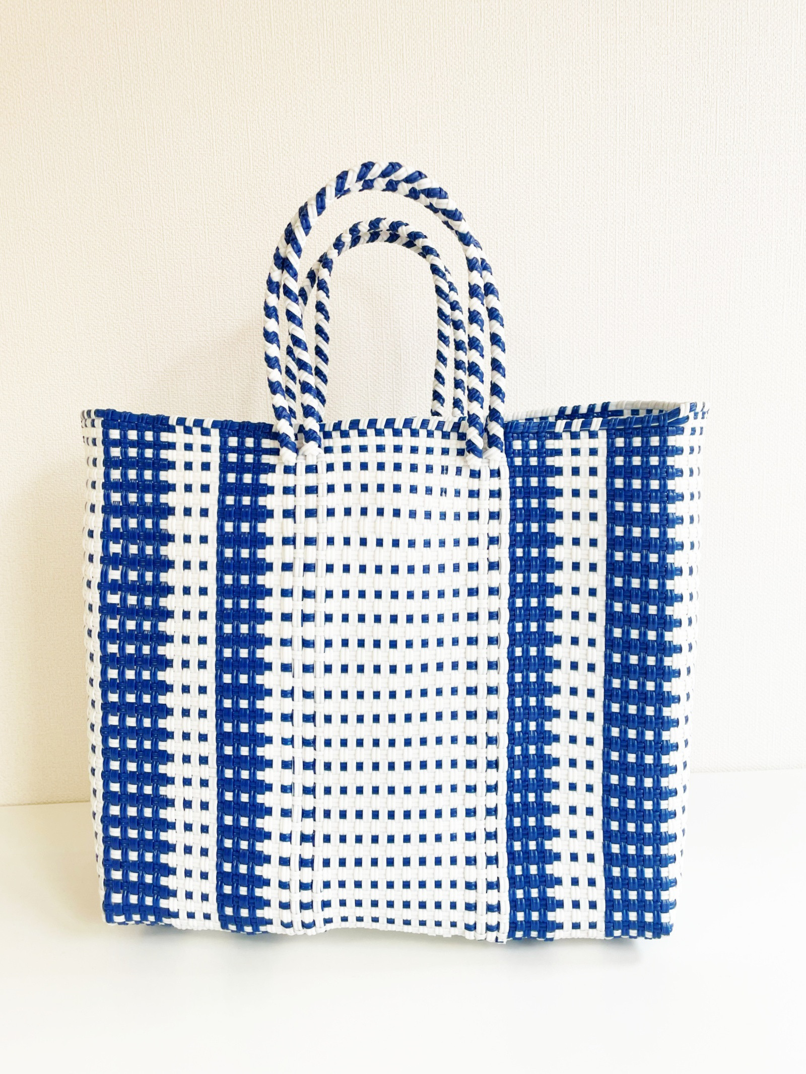 メルカドバッグ M / STRIPE BLUE×WHITE