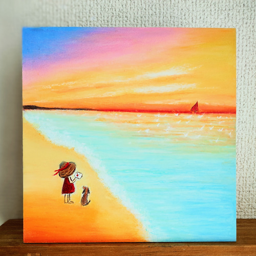 君の声が聞きたい・・ サンセットビーチ 夏色 夕焼けの夏空・海 【原画