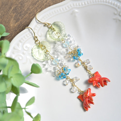浴衣にオススメ】金魚鉢の金魚 ピアス/イヤリング ピアス（フック