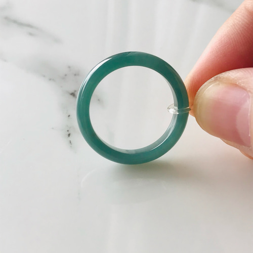 R58-005］ 翡翠くりぬきリング天然石グアテマラ産19.5号