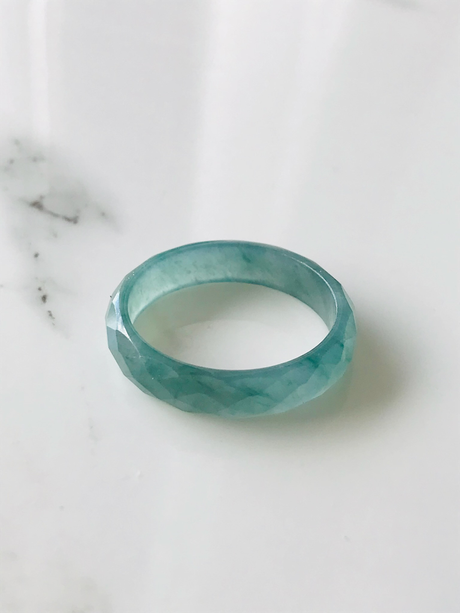 [R100-011］ ジェイド　JADE ヒスイ　本翡翠　くりぬき　リング　天然石　グアテマラ産　ダイヤカット　19号