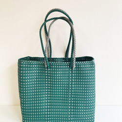 メルカドバッグ　green 2way メルカドバッグ M / DOT GREEN×SILVER かごバッグ STYLE BIRD