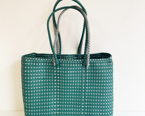 メルカドバッグ M / DOT GREEN×SILVER かごバッグ STYLE BIRD