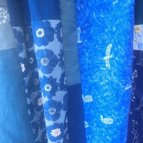 ミナペルホネン】北欧パッチワーク ゆるふわワンピース navy