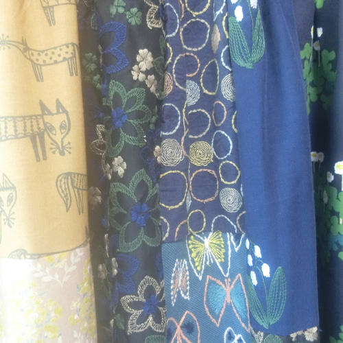 ミナペルホネン】北欧パッチワーク ゆるふわワンピース navy