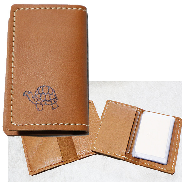 きめめ様 オーダー品 カードケース 本革でハンドメイド カメさんのカードケース/card-kame 名刺入れ
