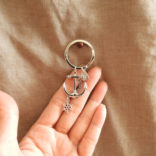 チャリティー☆ 銀のアンカー キーリング ＊イカリ 錨 キーホルダー