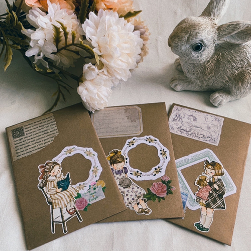 送料込み！】コラージュポチ袋3枚セット 〜ひとりあそび〜 ぽち袋