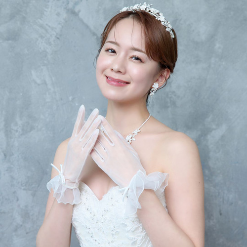 オーガンジーグローブ【フリルリボン】OG-06|花嫁 結婚式 ウエディング