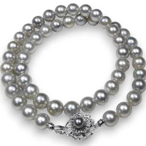 アコヤ本真珠 ネックレス 8.0-8.5mm ナチュラルシルバーグレー系  