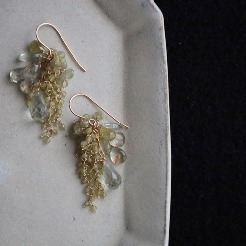 14KGF〕-Green tea- 天然石ピアス ピアス（フック・チェーン